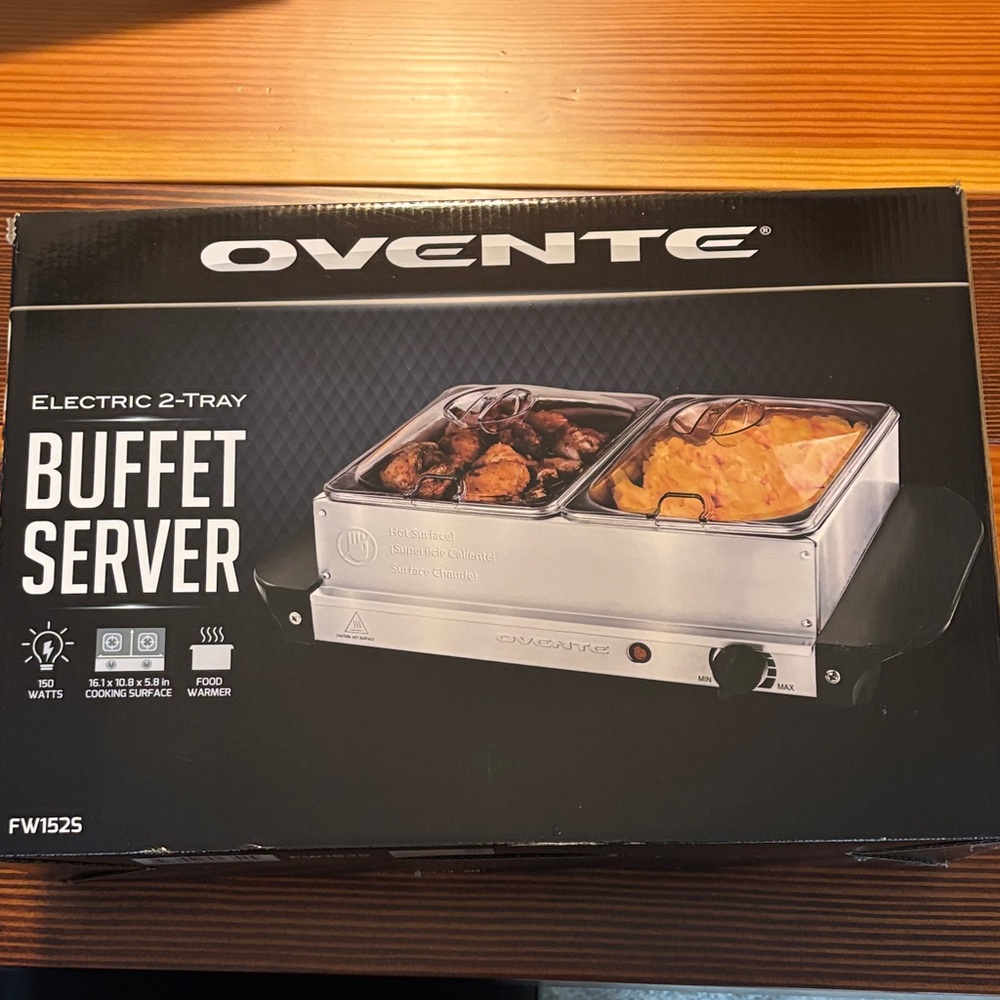 Ovente Electric 2-Tray Buffet Server - Stainless Steel